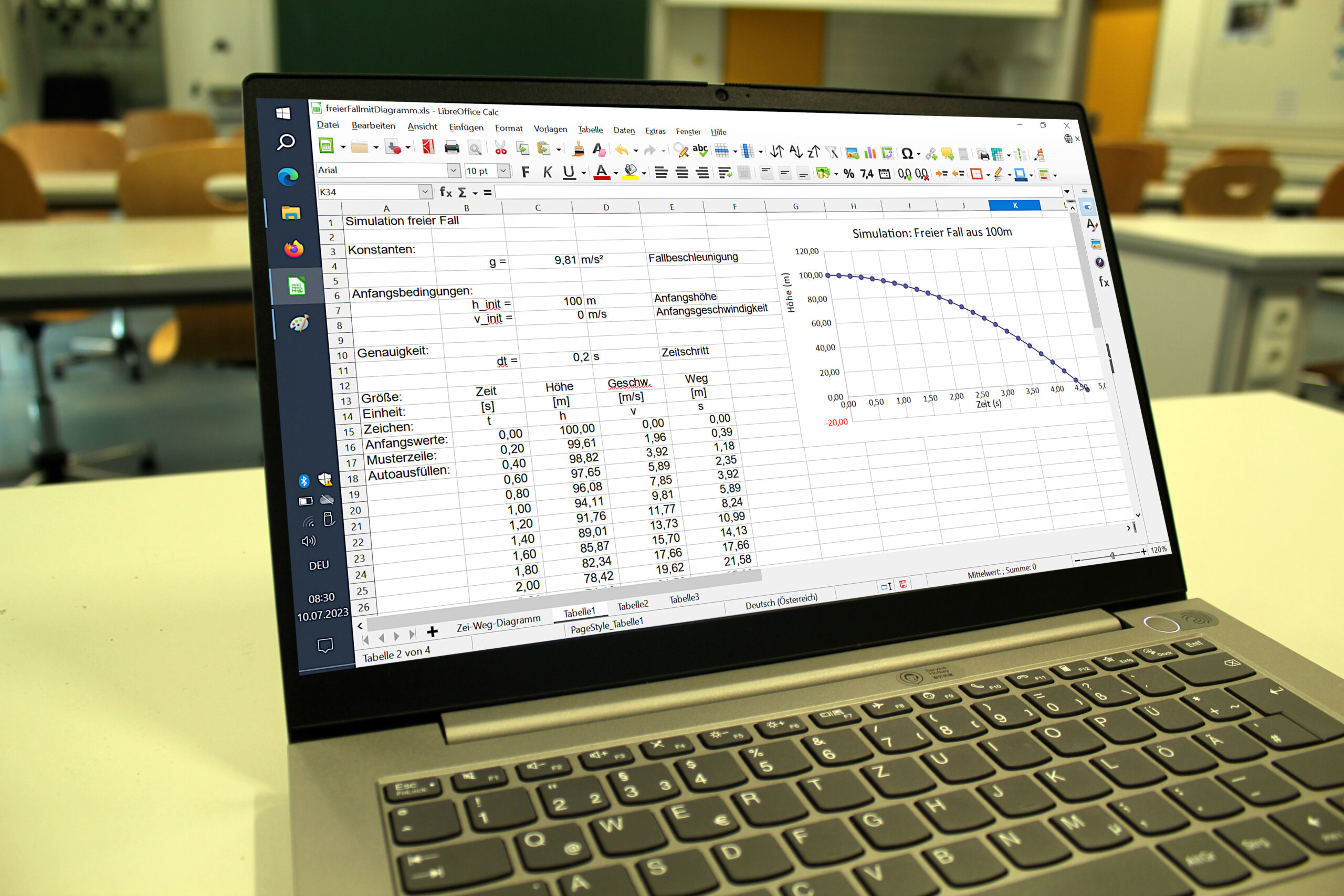 Laptop auf einem Schreibtisch mit einer geöffneten Tabellenkalkulation und Zahlenspalten